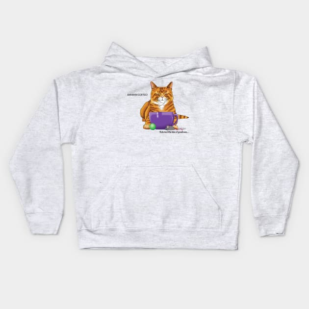 Coffee Cat Kids Hoodie by tigressdragon